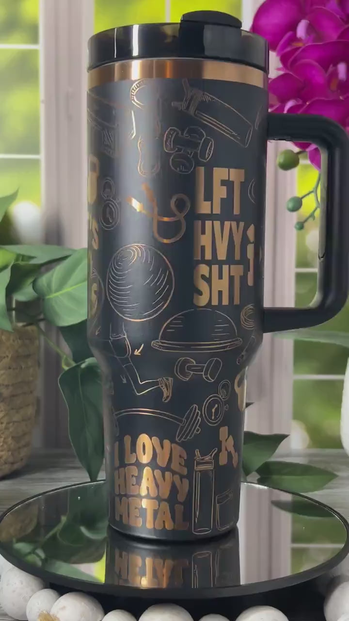 Workout Exercise Weightlifting Tumbler Wrap SVG | 40oz Laser Engraving File | Rotary Ready Digital Design | Sports Fan SVG