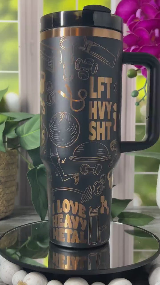 Workout Exercise Weightlifting Tumbler Wrap SVG | 40oz Laser Engraving File | Rotary Ready Digital Design | Sports Fan SVG