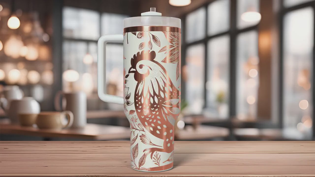 Floral Chicken Tumbler Wrap SVG | 40oz Laser Engraving File | Rotary Ready Digital Design | Western Farm SVG