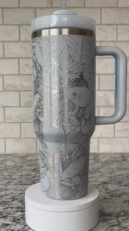 Tree Frogs Tumbler Wrap SVG | 40oz Laser Engraving File | Rotary Ready Digital Design | Jungle Theme SVG