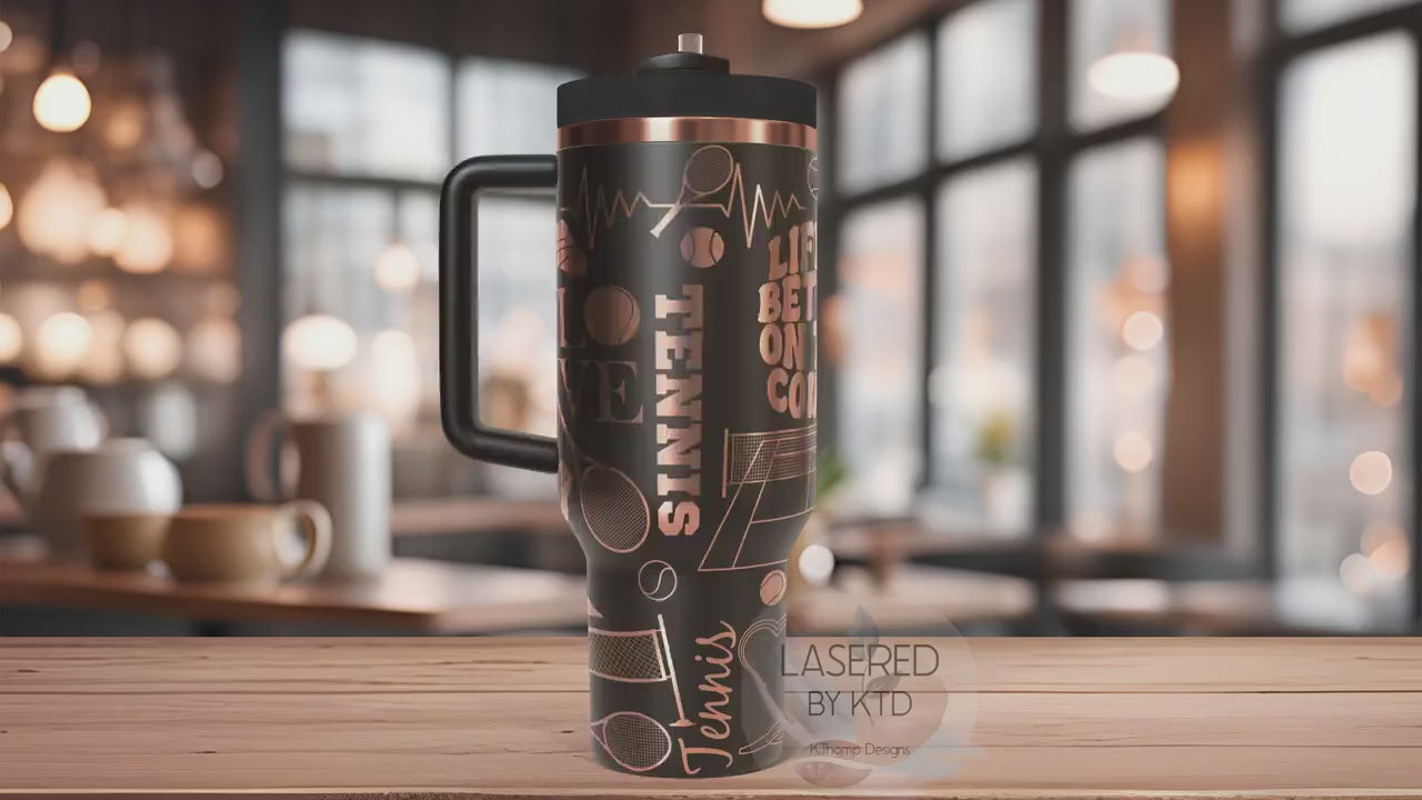 Tennis Player Sports Tumbler Wrap SVG | 40oz Laser Engraving File | Rotary Ready Digital Design | Sports Fan SVG