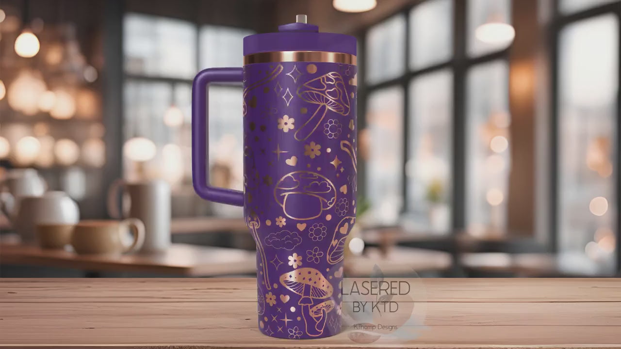 Magical Mushrooms Boho Celestial Tumbler Wrap SVG | 40oz Laser Engraving File | Rotary Ready Digital Design | Zodiac Boho SVG