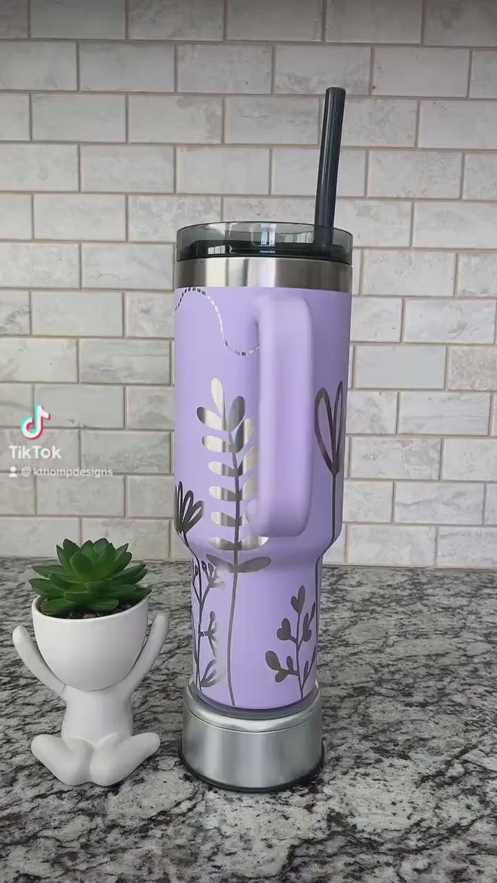 Floral Garden Tumbler Wrap SVG | 40oz Laser Engraving File | Rotary Engrave Digital Design | Floral SVG Design