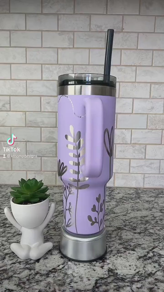 Floral Garden Tumbler Wrap SVG | 40oz Laser Engraving File | Rotary Engrave Digital Design | Floral SVG Design