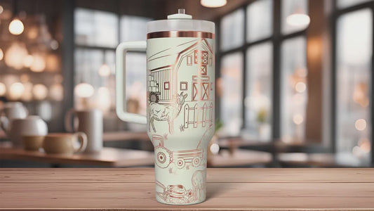 Goats On The Farm Tumbler Wrap SVG | 40oz Laser Engraving File | Rotary Ready Digital Design | Western Farm SVG