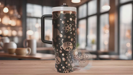 Bees and Butterflies Tumbler Wrap SVG | 40oz Laser Engraving File | Rotary Ready Digital Design | Exotic Animal SVG
