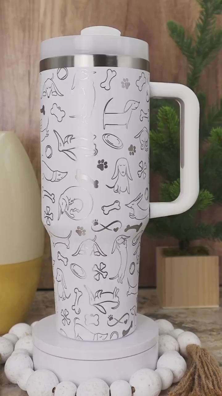 Doodle Dachshunds Tumbler Wrap SVG | 40oz Laser Engraving File | Rotary Engrave Digital Design | Dog Lover Gift