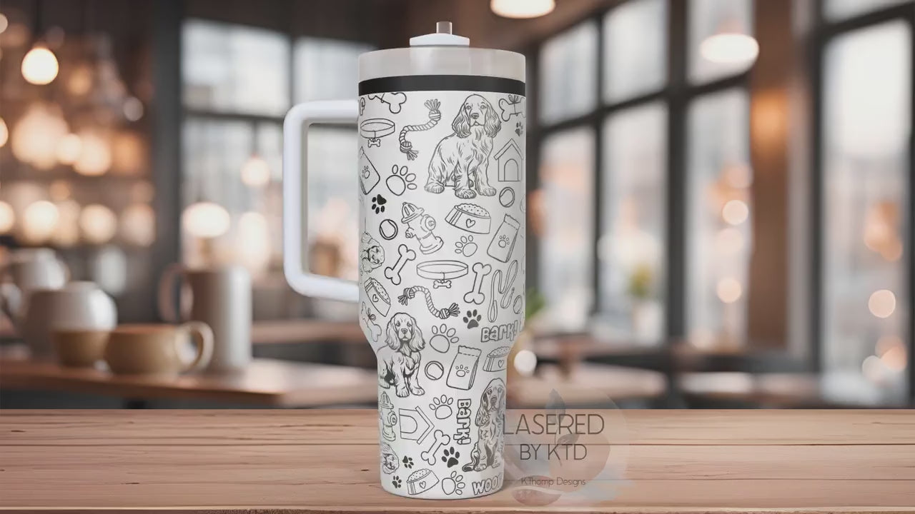 Cocker Spaniel Tumbler Wrap SVG | 40oz Laser Engraving File | Rotary Engrave Digital Design | Dog Lover Gift