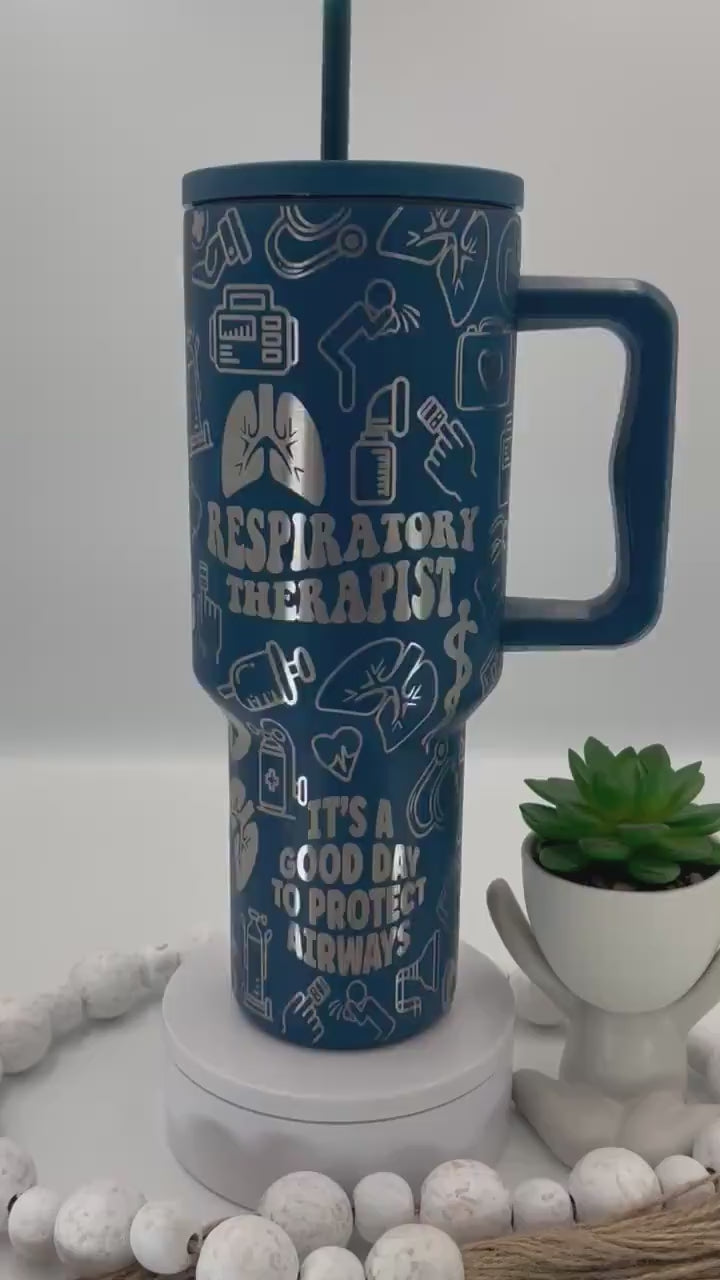 Respiratory Therapist Tumbler Wrap SVG | 40oz Laser Engraving File | Rotary Ready Digital Design | Career Gift SVG
