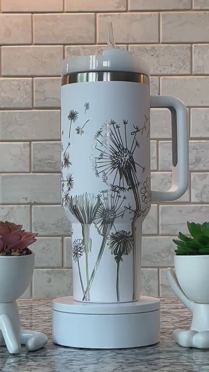 Dandelions Tumbler Wrap SVG | 40oz Laser Engraving File | Rotary Engrave Digital Design | Floral SVG Design