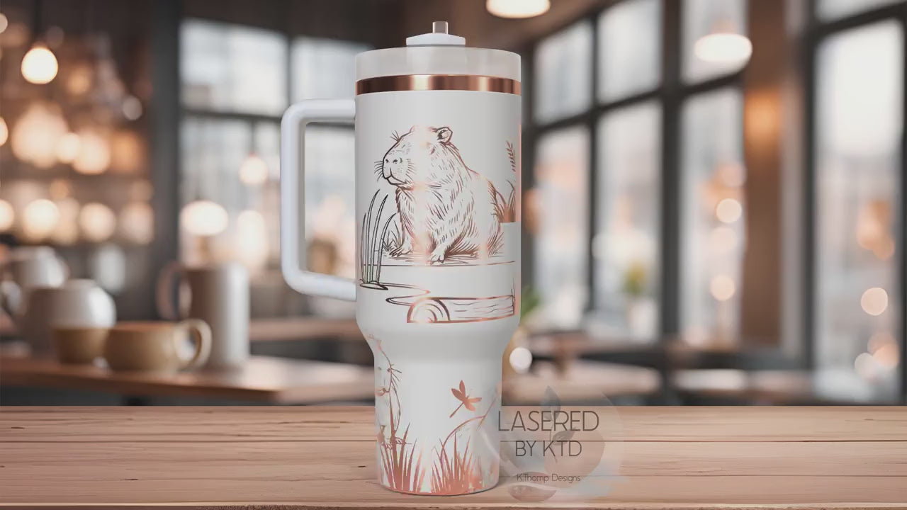 Capybara Cute Capybaras Tumbler Wrap SVG | 40oz Laser Engraving File | Rotary Ready Digital Design | Exotic Animal SVG
