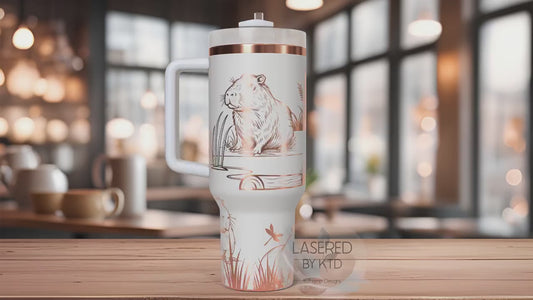 Capybara Cute Capybaras Tumbler Wrap SVG | 40oz Laser Engraving File | Rotary Ready Digital Design | Exotic Animal SVG