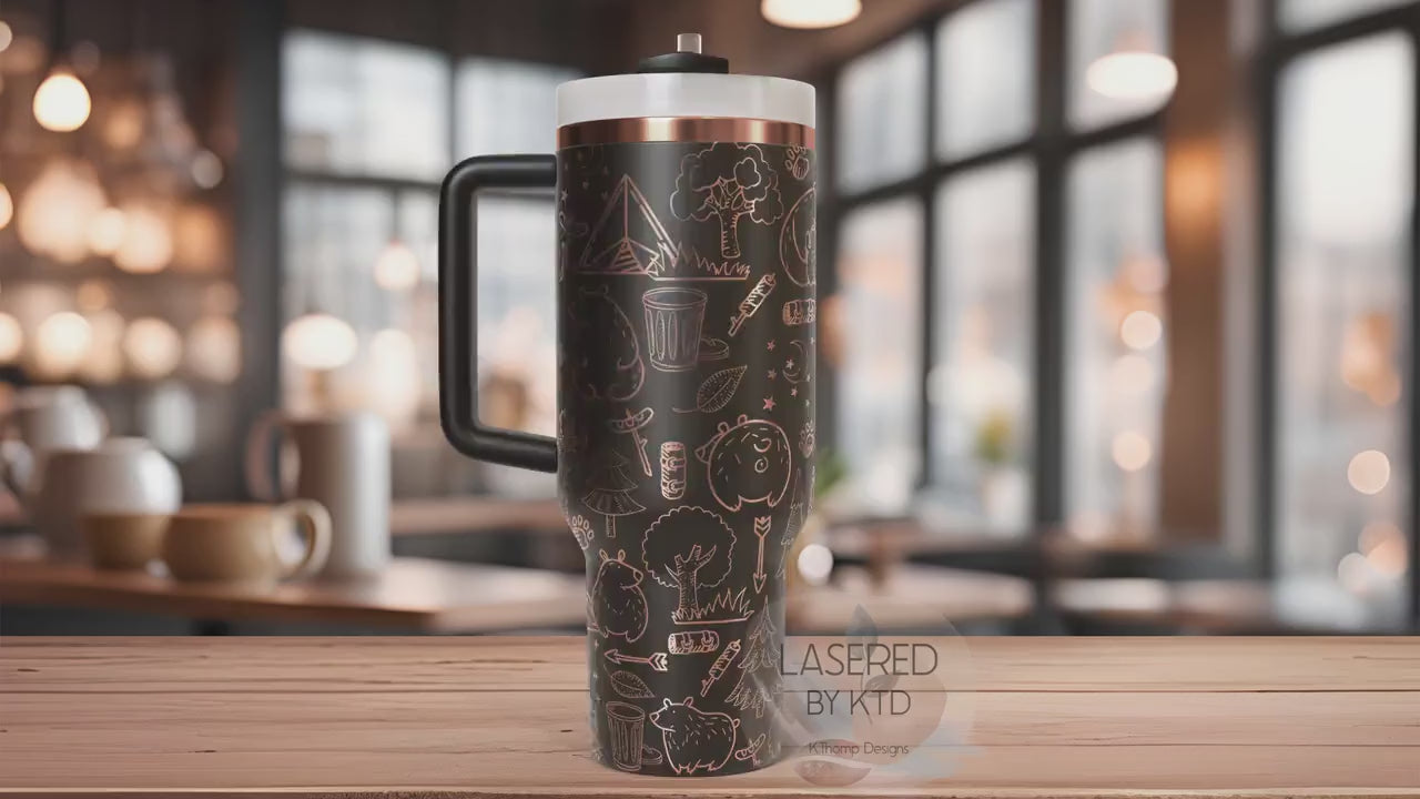 Cute Bears Camping Tumbler Wrap SVG | 40oz Laser Engraving File | Rotary Ready Digital Design | Exotic Animal SVG