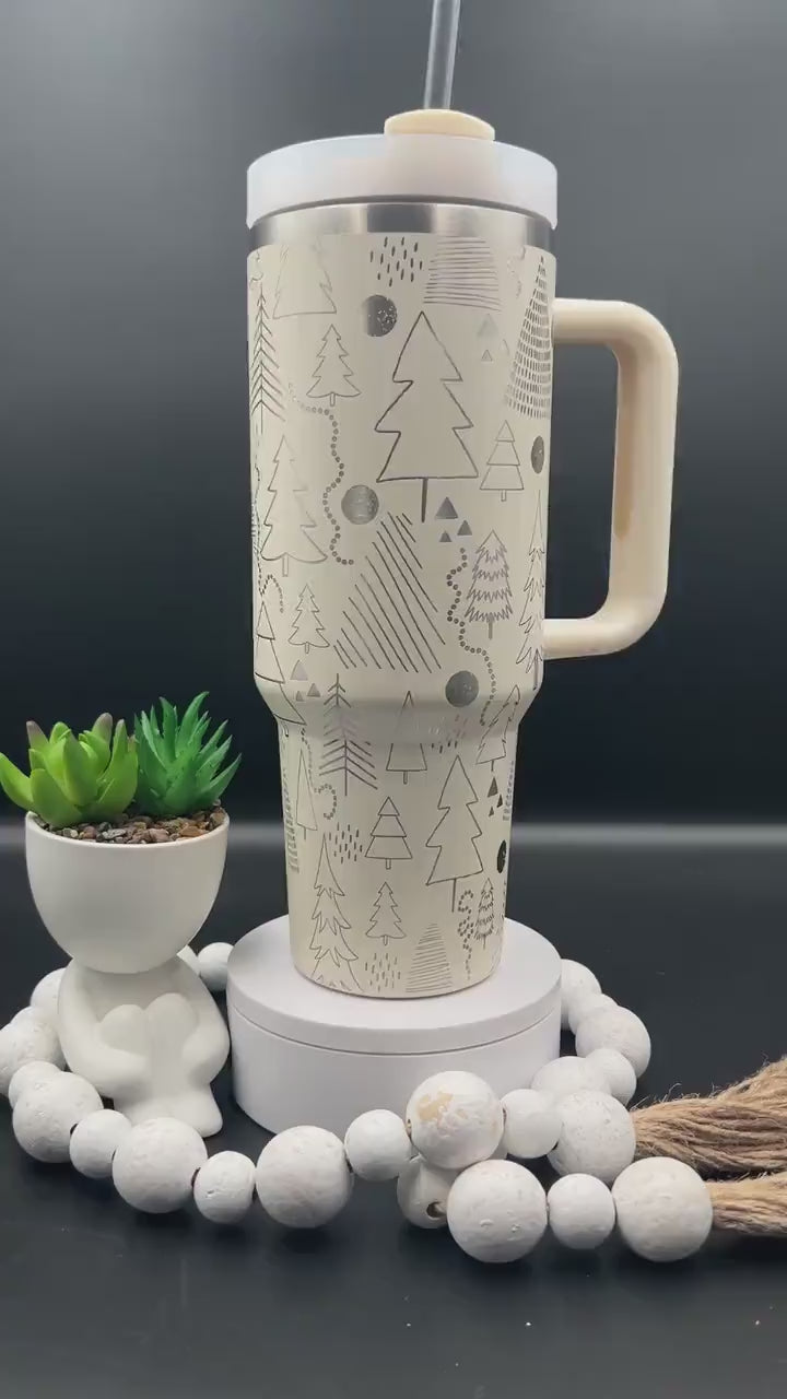 Cute Christmas Tress Holiday Tumbler Wrap SVG | 40oz Laser Engraving File | Rotary Ready Digital Design | Seasonal SVG