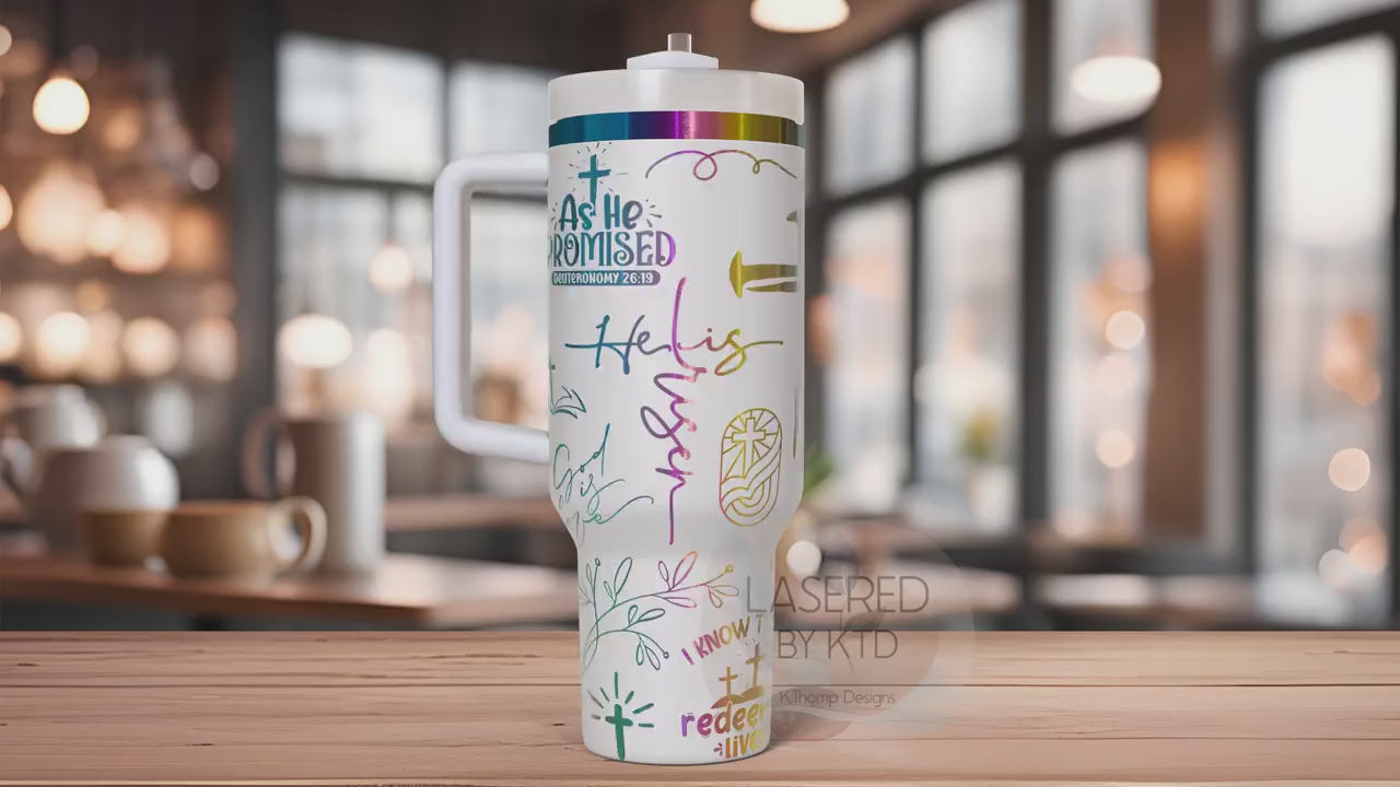 Religious Easter Jesus Holiday Tumbler Wrap SVG | 40oz Laser Engraving File | Rotary Ready Digital Design | Seasonal SVG