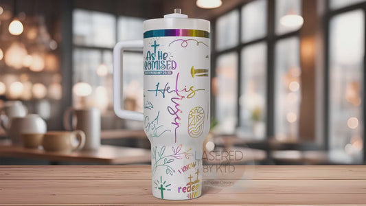 Religious Easter Jesus Holiday Tumbler Wrap SVG | 40oz Laser Engraving File | Rotary Ready Digital Design | Seasonal SVG
