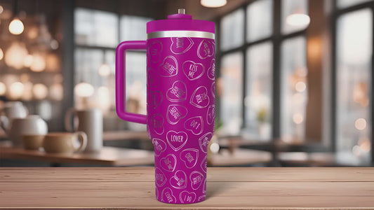 Valentine Candy Conversation Hearts Holiday Tumbler Wrap SVG | 40oz Laser Engraving File | Rotary Ready Digital Design | Seasonal SVG