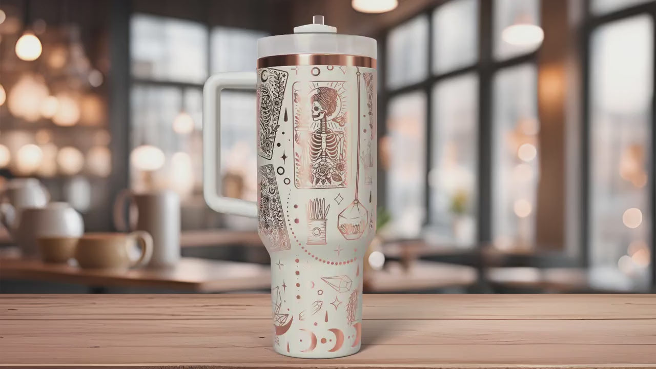 Plant Lover Tarot Cards Tumbler Wrap SVG | 40oz Laser Engraving File | Rotary Ready Digital Design | Zodiac Boho SVG