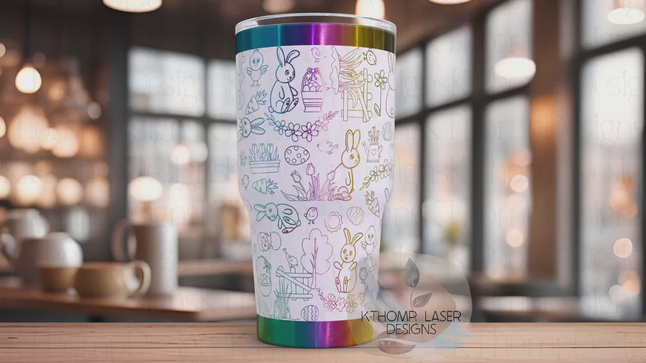 Easter Bunny Doodles Holiday Tumbler Wrap SVG | 20oz and 30oz  Laser Engraving File | Rotary Ready Digital Design | Seasonal SVG