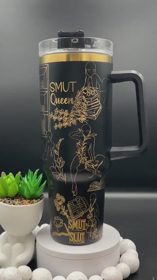 Smut Slut Book Lover Reading Tumbler Wrap SVG | 40oz Laser Engraving File | Rotary Ready Digital Design | Hobby Travel SVG