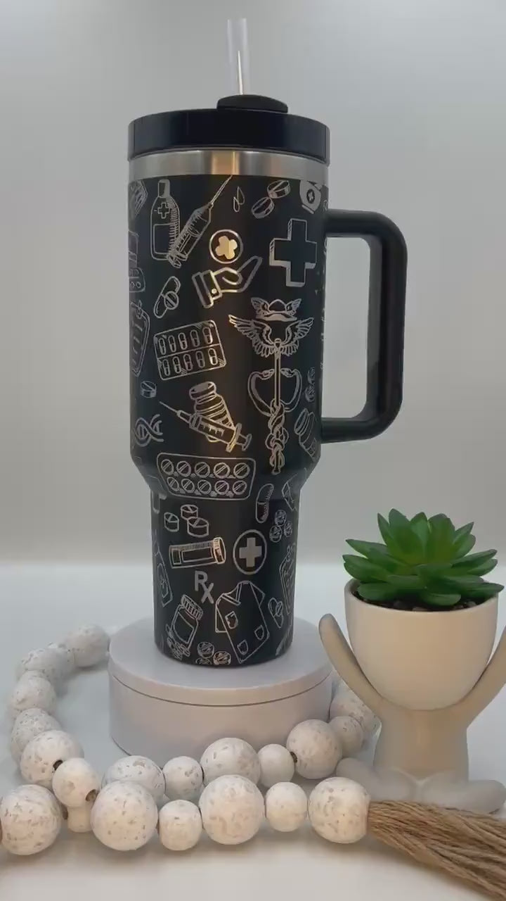 Pharmacy Doodles Tumbler Wrap SVG | 40oz Laser Engraving File | Rotary Ready Digital Design | Career Gift SVG