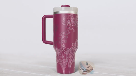 March May Birth Flowers Tumbler Wrap SVG | 40oz Laser Engraving File | Rotary Engrave Digital Design | Floral SVG Design