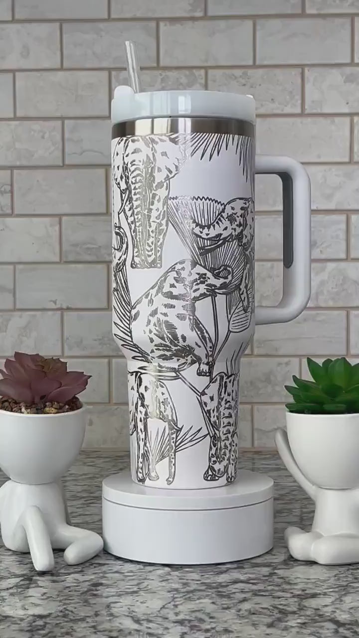Elephants Tumbler Wrap SVG | 40oz Laser Engraving File | Rotary Ready Digital Design | Jungle Theme SVG