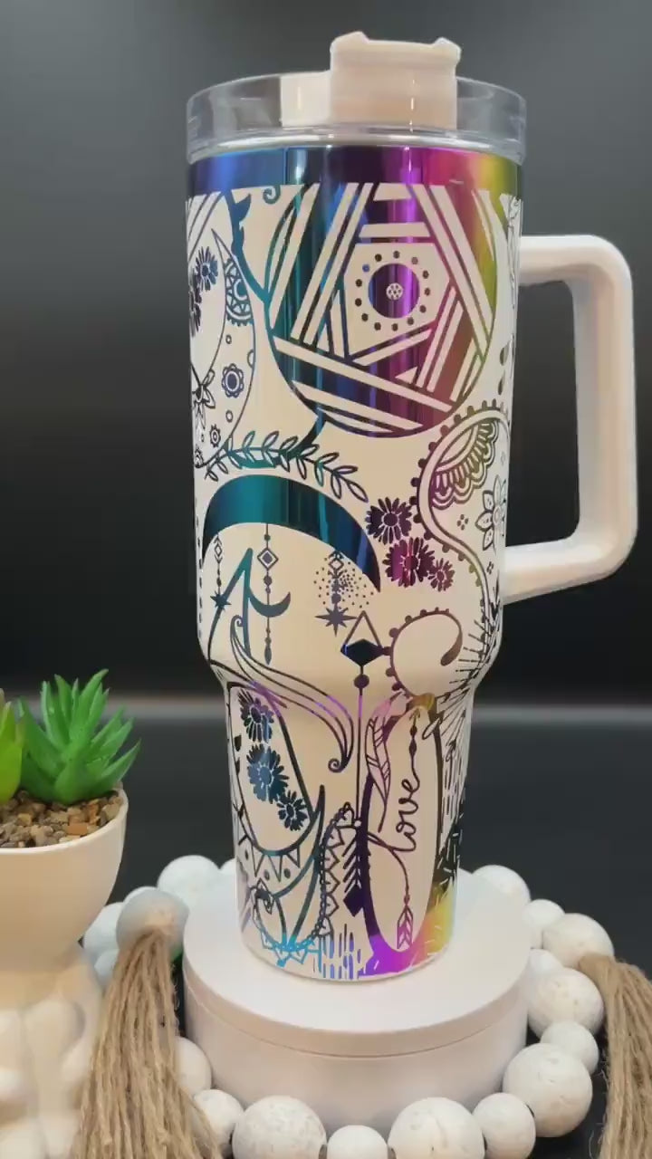 Boho Paisley Doodles Tumbler Wrap SVG | 40oz Laser Engraving File | Rotary Ready Digital Design | Zodiac Boho SVG