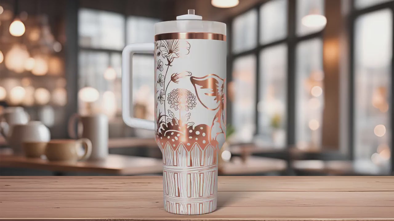 Peeking Floral Pig Tumbler Wrap SVG | 40oz Laser Engraving File | Rotary Ready Digital Design | Western Farm SVG