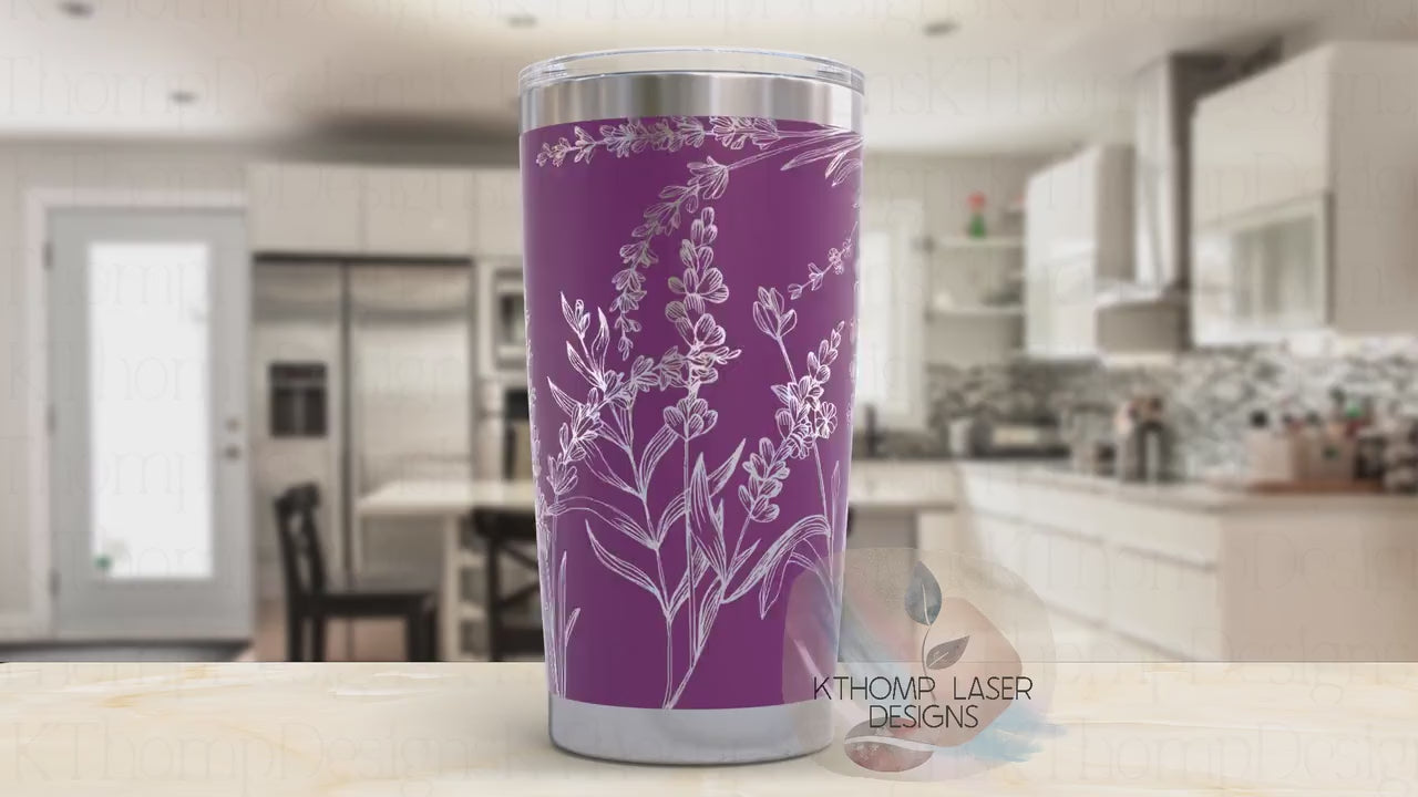 Lavender Tumbler Wrap SVG | 20oz and 30oz Laser Engraving File | Rotary Engrave Digital Design | Floral SVG Design
