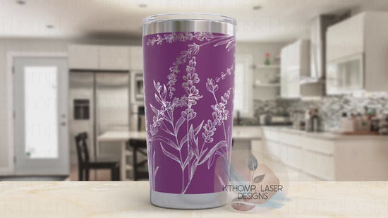 Lavender Tumbler Wrap SVG | 20oz and 30oz Laser Engraving File | Rotary Engrave Digital Design | Floral SVG Design