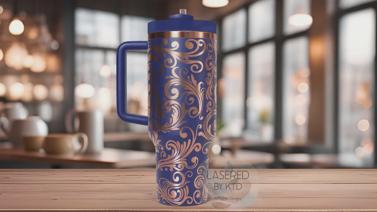 Tooled Leather Stamped Leather Tumbler Wrap SVG | 40oz Laser Engraving File | Rotary Ready Digital Design | Western Farm SVG