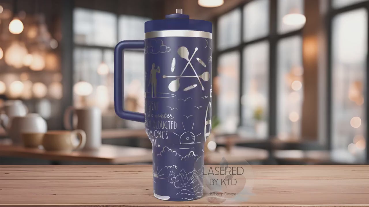 Paddleboarding Tumbler Wrap SVG | 40oz Laser Engraving File | Rotary Ready Digital Design | Hobby Travel SVG