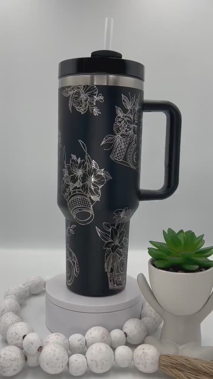 Floral Photography Tumbler Wrap SVG | 40oz Laser Engraving File | Rotary Ready Digital Design | Career Gift SVG
