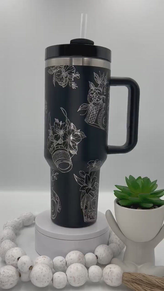 Floral Photography Tumbler Wrap SVG | 40oz Laser Engraving File | Rotary Ready Digital Design | Career Gift SVG