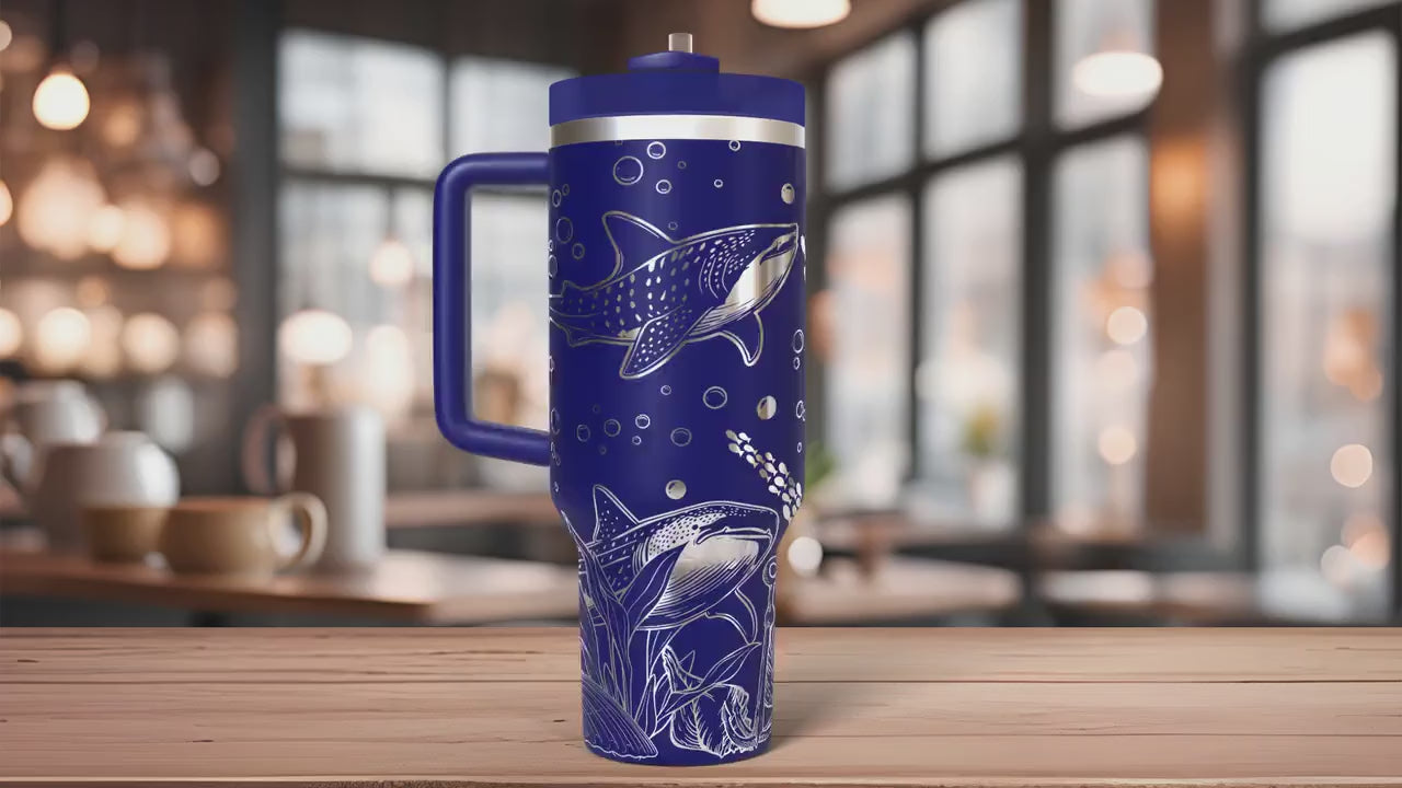 Whale Sharks Tumbler Wrap SVG | 40oz Laser Engraving File | Rotary Ready Digital Design | Ocean Nautical SVG