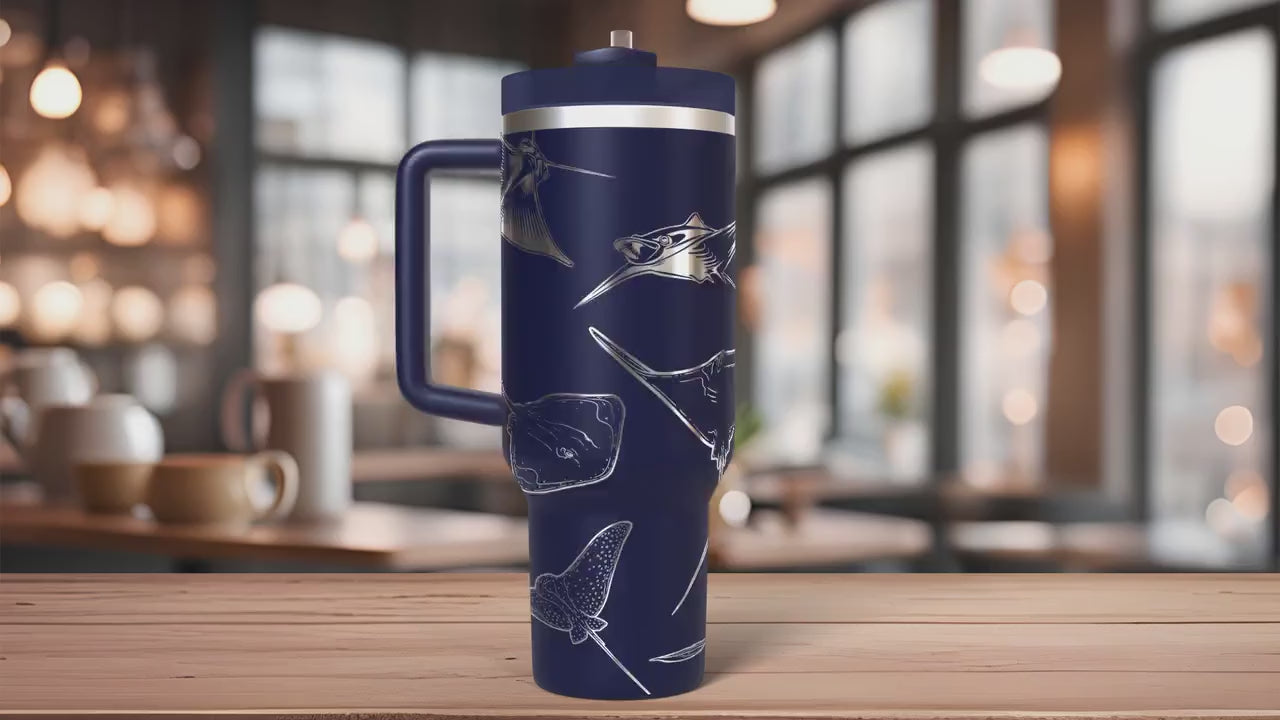 Stingrays Manta Rays Tumbler Wrap SVG | 40oz Laser Engraving File | Rotary Ready Digital Design | Ocean Nautical SVG