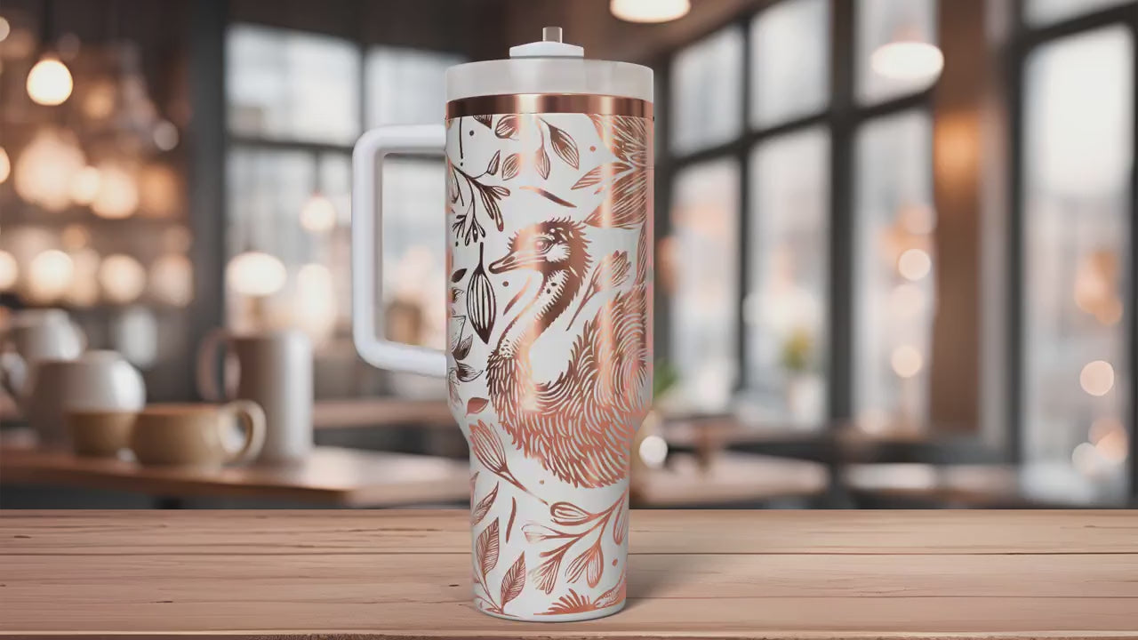 Floral Ostrich Tumbler Wrap SVG | 40oz Laser Engraving File | Rotary Ready Digital Design | Western Farm SVG