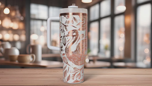 Floral Ostrich Tumbler Wrap SVG | 40oz Laser Engraving File | Rotary Ready Digital Design | Western Farm SVG
