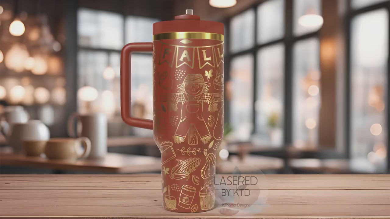 Fall Vibes Autumn Harvest Holiday Tumbler Wrap SVG | 40oz Laser Engraving File | Rotary Ready Digital Design | Seasonal SVG