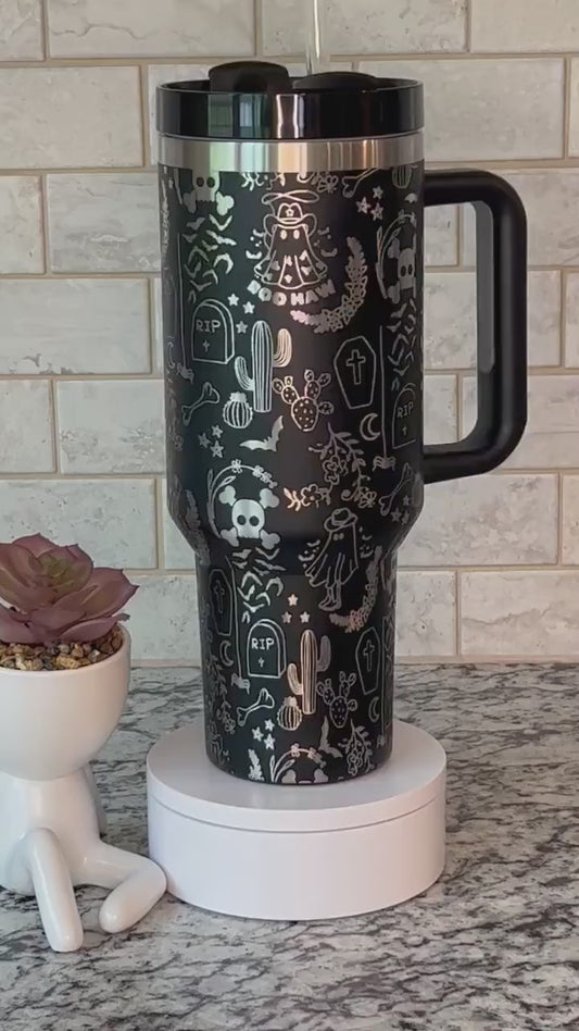 Western Ghosts Halloween Holiday Tumbler Wrap SVG | 40oz Laser Engraving File | Rotary Ready Digital Design | Seasonal SVG