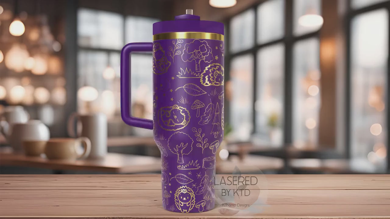 Hedgehog Cute Hedgehogs Tumbler Wrap SVG | 40oz Laser Engraving File | Rotary Ready Digital Design | Pet Lover Gift