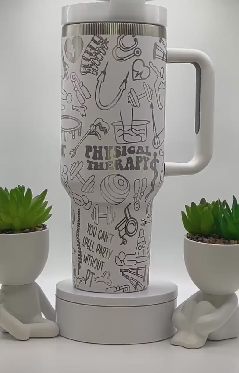 Physical Therapist Tumbler Wrap SVG | 40oz Laser Engraving File | Rotary Ready Digital Design | Career Gift SVG