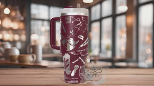 Barber Hairstylist Barber Shop Tumbler Wrap SVG | 40oz Laser Engraving File | Rotary Ready Digital Design | Career Gift SVG