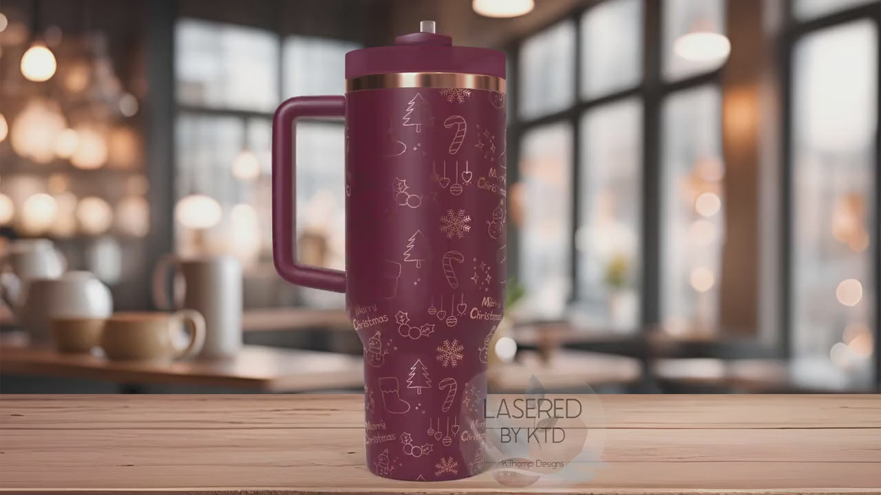 Merry Christmas Pattern Holiday Holiday Tumbler Wrap SVG | 40oz Laser Engraving File | Rotary Ready Digital Design | Seasonal SVG