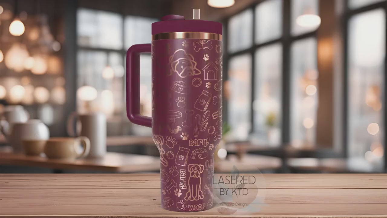 Boxer Dog Tumbler Wrap SVG | 40oz Laser Engraving File | Rotary Engrave Digital Design | Dog Lover Gift