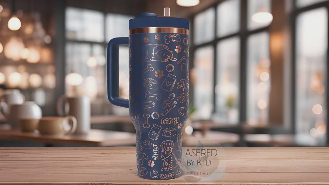 Golden Retriever Tumbler Wrap SVG | 40oz Laser Engraving File | Rotary Engrave Digital Design | Dog Lover Gift