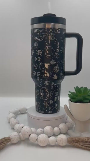 Cat Doodles Tumbler Wrap SVG | 40oz Laser Engraving File | Rotary Ready Digital Design | Pet Lover Gift
