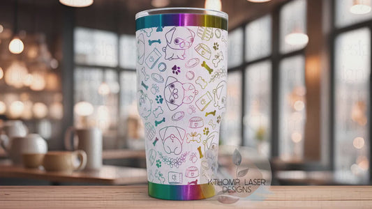 Pugs Tumbler Wrap SVG | 20oz and 30oz Laser Engraving File | Rotary Engrave Digital Design | Dog Lover Gift
