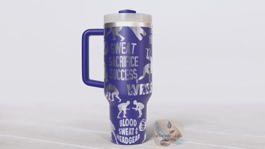 Wrestling Tumbler Wrap SVG | 40oz Laser Engraving File | Rotary Ready Digital Design | Sports Fan SVG